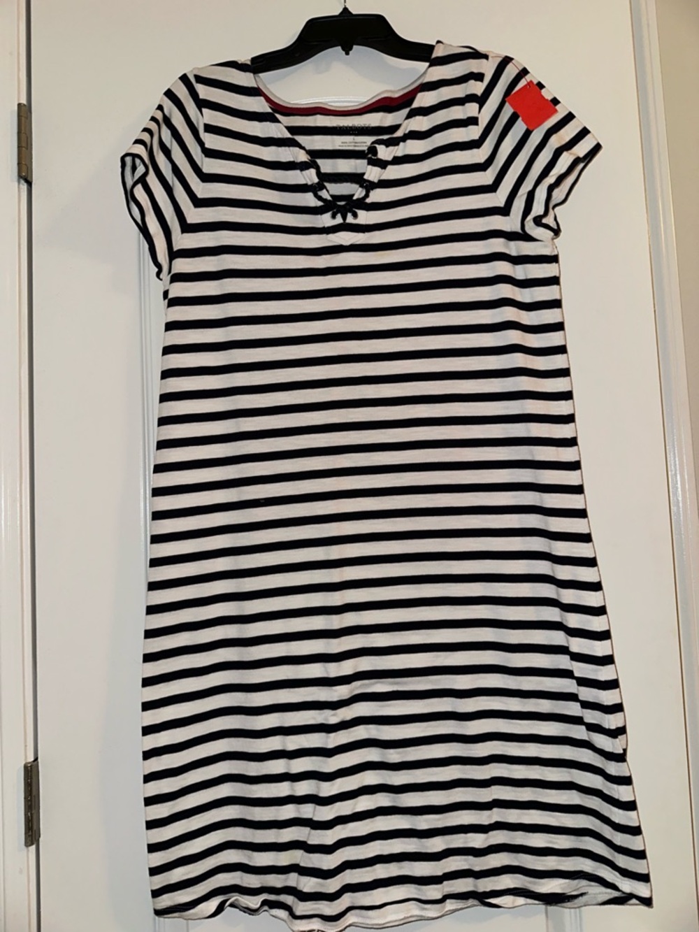 Talbots Black and White Striped Midi Dress
